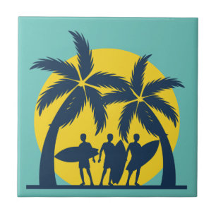 Azulejo De Cerâmica Surf, sol e palmeiras, surf legal