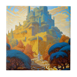 Azulejo De Cerâmica Surreal Maze City