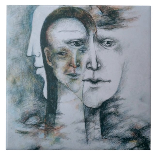 Azulejo De Cerâmica Surrealismo digital digital de belas artes (Frente)