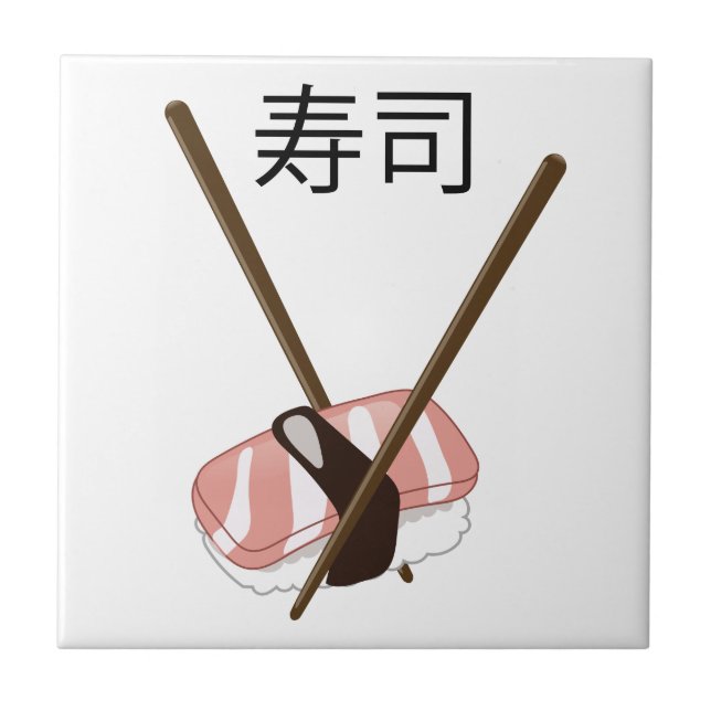 Azulejo De Cerâmica Sushi Chopsticks (Frente)
