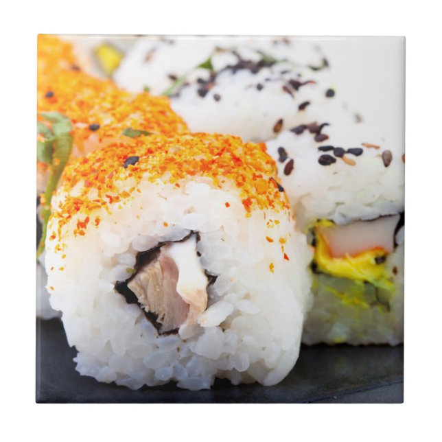 Azulejo De Cerâmica Sushi num prato (Frente)