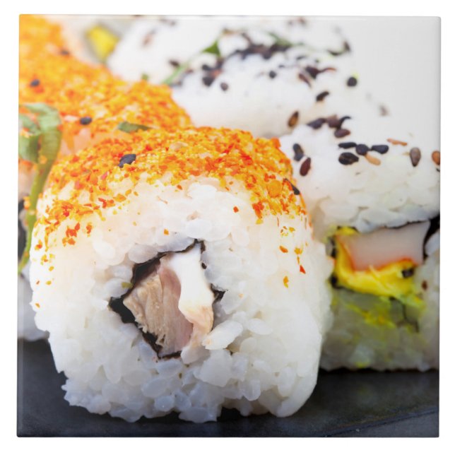 Azulejo De Cerâmica Sushi num prato (Frente)