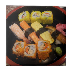 Azulejo De Cerâmica Sushi Raw Comida Japonesa Refeição Deliciosa
