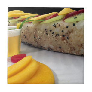 Azulejo De Cerâmica Sushi Roll Sushi Mango Rice Japonês Comida Asiátic