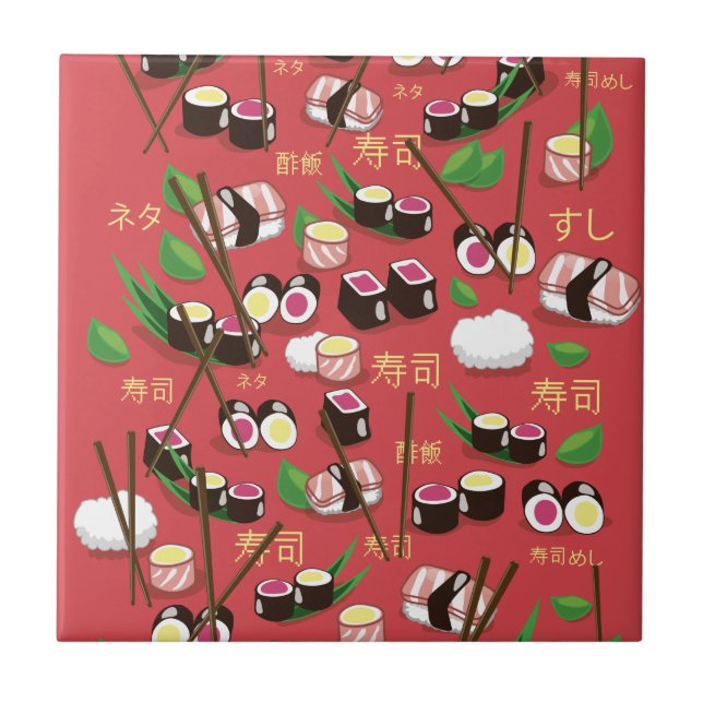 Azulejo De Cerâmica Sushi Vermelho (Frente)
