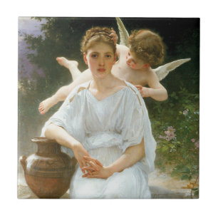 Azulejo De Cerâmica Susurros de Amor, Primeira Rêverie de Bouguereau