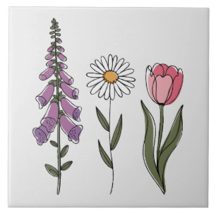 Azulejo De Cerâmica Sutil Anti-Trump - Tulipa Foxglove Daisy III