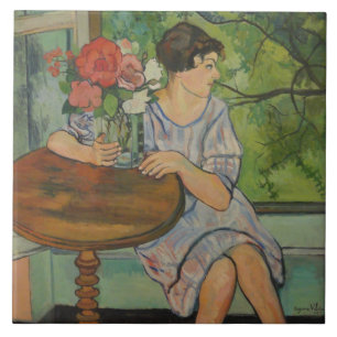 Azulejo De Cerâmica Suzanne Valadon Jovem em Frente a uma Janela