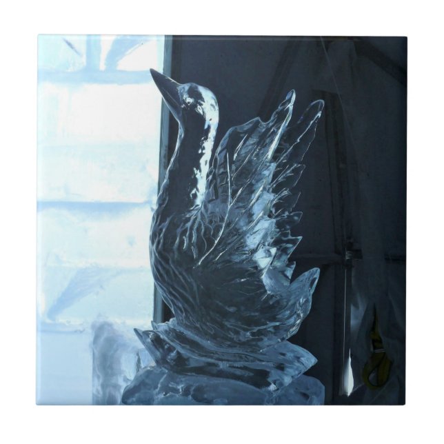 Azulejo De Cerâmica Swan Ice SCulture, Quebec, Canadá (Frente)