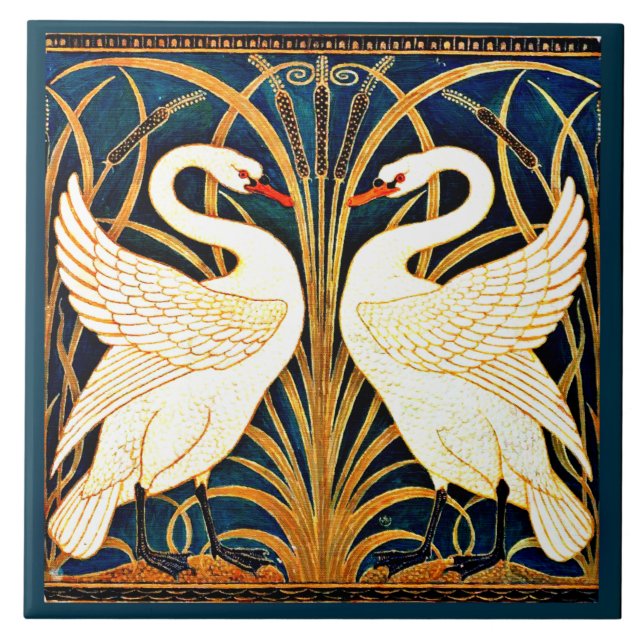 Azulejo De Cerâmica Swan, Rush e Iris, (Frente)