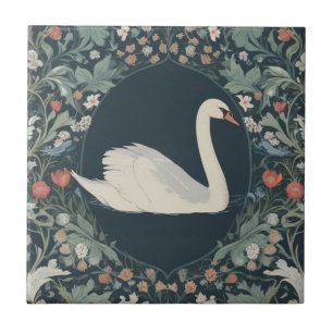 Azulejo De Cerâmica Swan William Morris estilo face direita