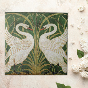Azulejo De Cerâmica Swans Rush Iris por Walter Crane