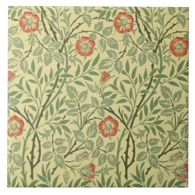 Azulejo De Cerâmica Sweet Briar Pattern (por William Morris) (Frente)