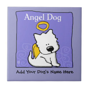 Azulejo De Cerâmica Sweet Westie Dog Angel Memory
