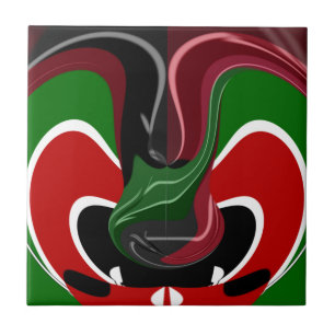 Azulejo De Cerâmica Swirling Kenyan Flag: Uma arte moderna do Motif