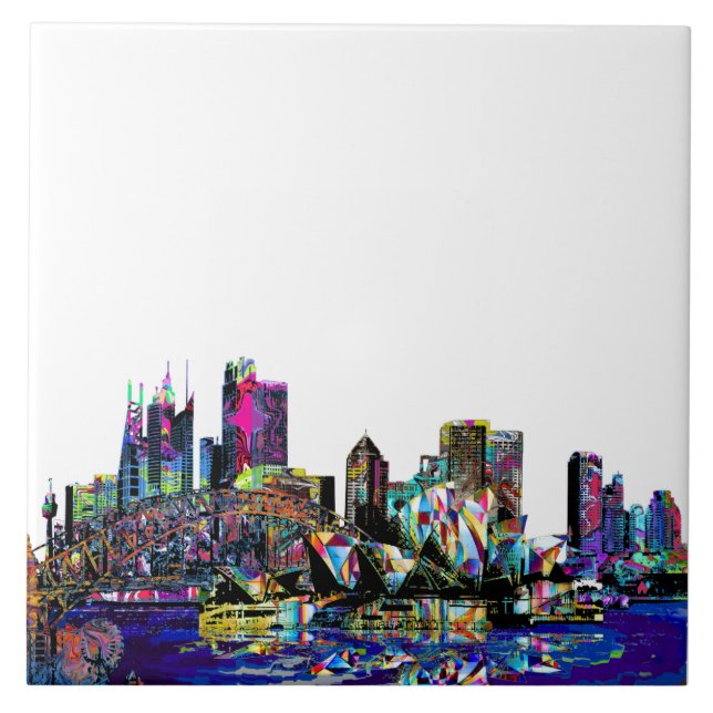 Azulejo De Cerâmica Sydney, Austrália em grafite (Frente)