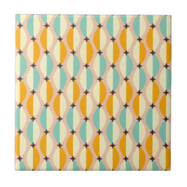 Azulejo De Cerâmica Symmetrical retro pattern with interlocking teal