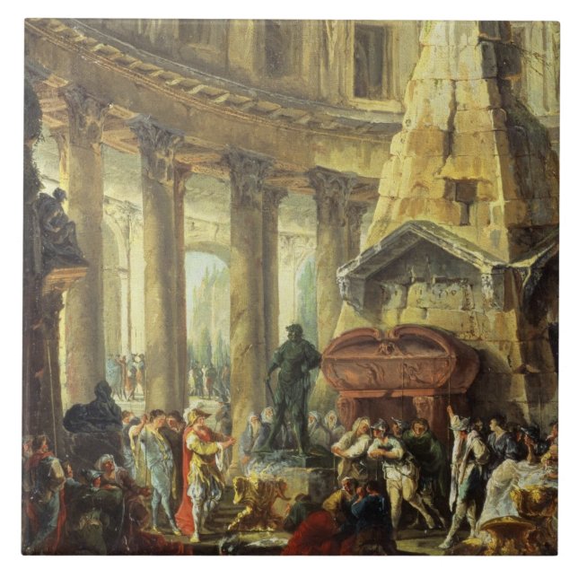 Azulejo De Cerâmica T28516 Alexander o excelente que visita o túmulo (Frente)