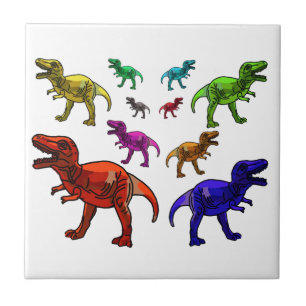 Azulejo De Cerâmica T-Rex colorido