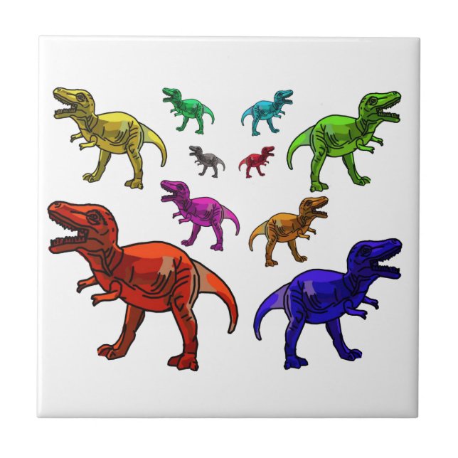 Azulejo De Cerâmica T-Rex Colorido (Frente)