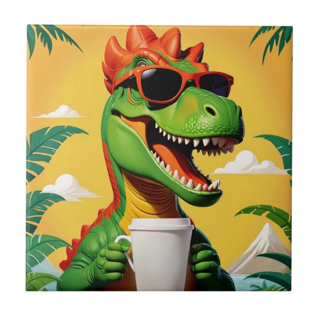 Azulejo De Cerâmica T-Rex Dinossaur Engraçado (Frente)