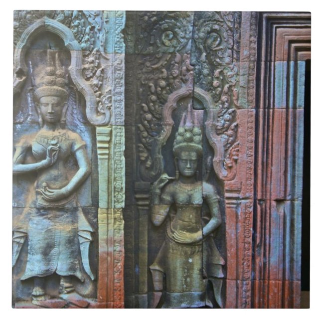 Azulejo De Cerâmica Ta Prohm Temple, Província de Siem Reap, Camboja (Frente)