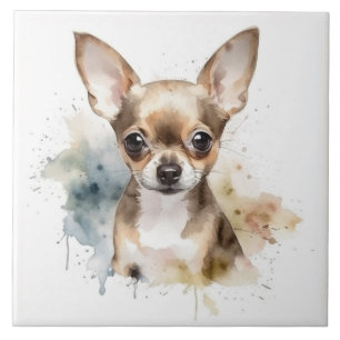 Azulejo De Cerâmica Tabby Chihuahua dog, pet Watercolor