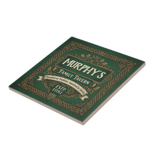 Azulejo De Cerâmica Taberna Irlandesa Personalizada Família Vintage Ve