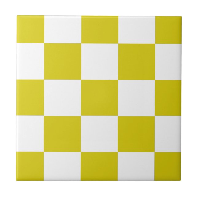 Azulejo De Cerâmica Tabuleiro de damas amarelo e branco (Frente)