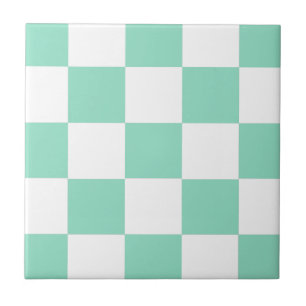 Azulejo De Cerâmica Tabuleiro de damas verde da hortelã