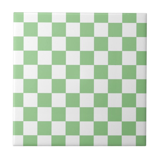 Azulejo De Cerâmica Tabuleiro de damas verde de Apple (Frente)