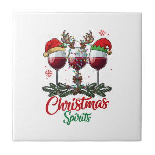 Azulejo De Cerâmica Taças de Vinho Espíritos de Natal Rena Galhadas Pi