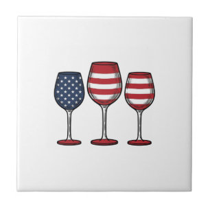Azulejo De Cerâmica Taças de Vinho Patrióticas Design de Camiseta Veto