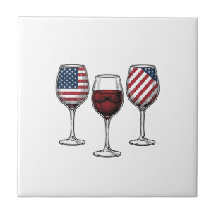 Azulejo De Cerâmica Taças de Vinho Patrióticas Design de Camiseta Veto