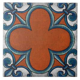 Azulejo De Cerâmica Talavera 07 Ferrugem Azul Cinza Mediterrâneo Geo