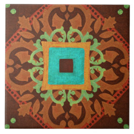Azulejo De Cerâmica Talavera 08 Azul Marrom Ferrugem Mediterrâneo Geo