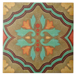 Azulejo De Cerâmica Talavera 13 Verde Oliva Aqua Floral Mediterrâneo