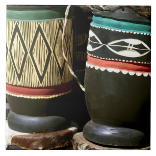 Azulejo De Cerâmica Tambores entalhados à mão, Livingston, Zâmbia