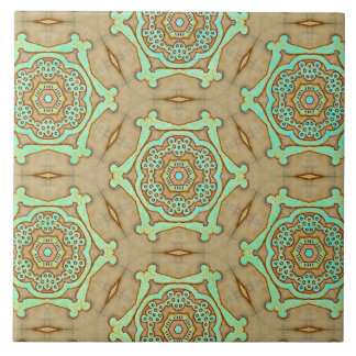 Azulejo De Cerâmica Tan e Turquoise Arabesque