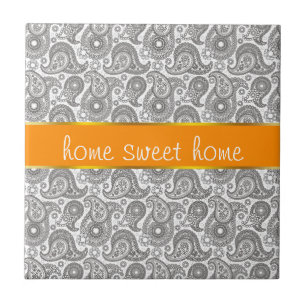 Azulejo De Cerâmica Tangerina Paisley preto