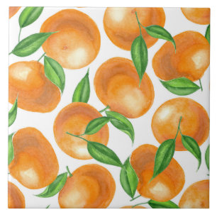 Azulejo De Cerâmica Tangerinas de aquarela