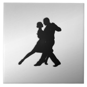 Azulejo De Cerâmica Tango Dancers Silhouette 2 Silver