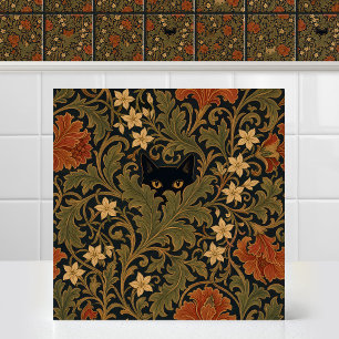 Azulejo De Cerâmica Tapeçaria de Folha de Acanto de Gato Preto William