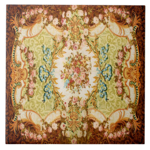 Azulejo De Cerâmica Tapeçaria francesa barroca vitoriana floral rosa