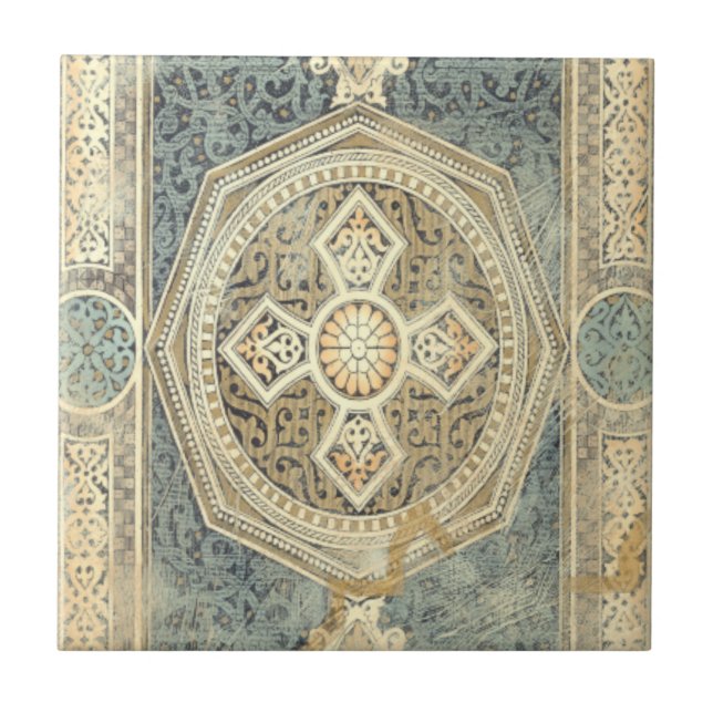 Azulejo De Cerâmica Tapeçaria Ornamental com Ornamentado Geométrico (Frente)