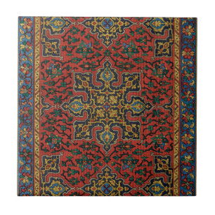 Azulejo De Cerâmica Tapete de Carpete Persa Vermelho Azul Clássico