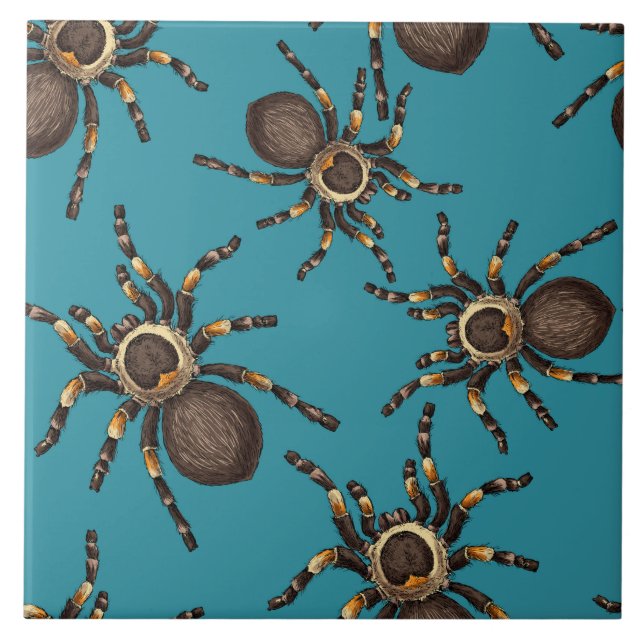 Azulejo De Cerâmica Tarantula em azul (Frente)