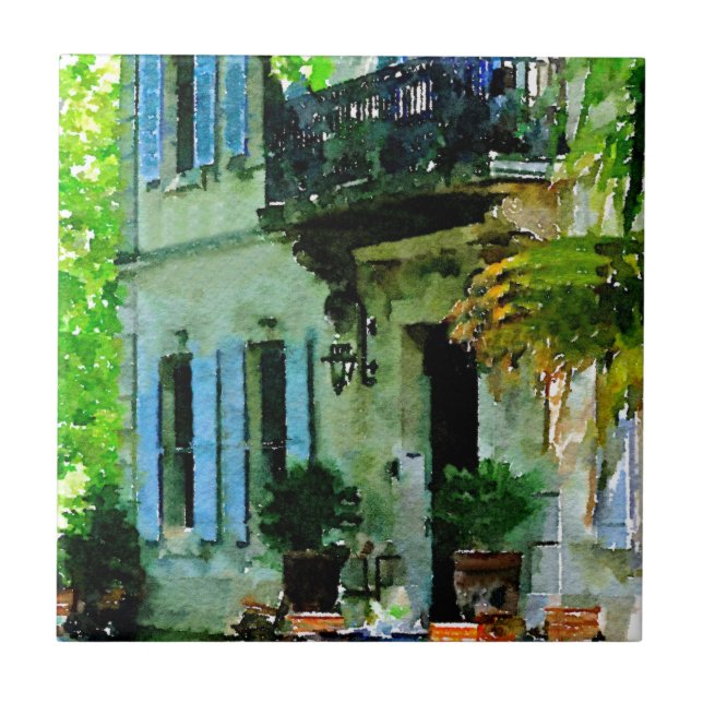 Azulejo De Cerâmica Tarde no café francês (Frente)