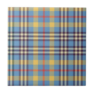 Azulejo De Cerâmica Tartan azul, amarelo, vermelho e marrom