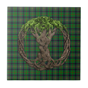 Azulejo De Cerâmica Tartan de Kennedy do clã e árvore do céltico de